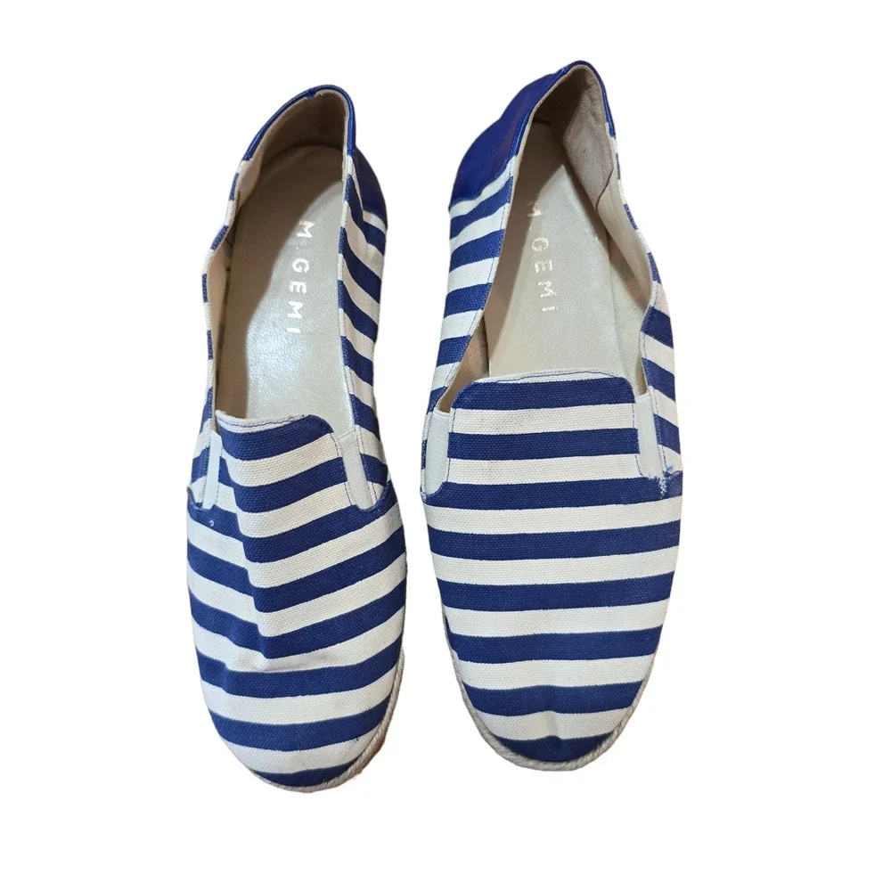 M. GEMI Italian Canvas Stripe Espadrilles Sz 8.5